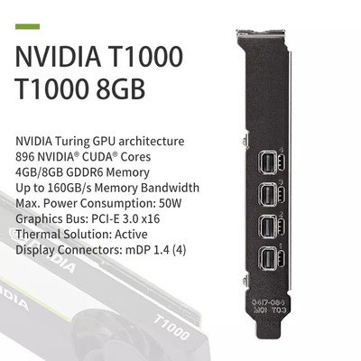 GDDR6 지포스 그래픽 카드 NVIDIA T1000 8GB NVIDIA 쿼드로 4GB