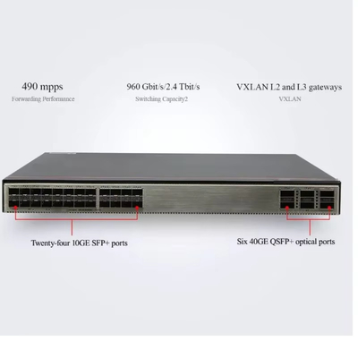 HUAWEI 고정 스위치 S6730-S24X6Q 24 10GE SFP+ 포트, 6 40GE QSFP 포트 10 기가비트 1U 주전 AC 600w: 최대 8A DC
