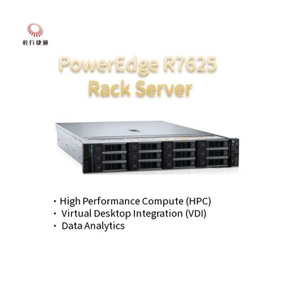 2U 두 소켓 파워엣지 R7625 랙 서버 4세대 AMD EPYCTM 프로세서 최대 8x PCIe Gen5 슬롯 12 X 2.5" SATA/SAS SSD