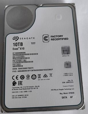 Seagate Exos Enterprise Hard Drives EXOS 10TB Modela No: ST10000NM0086